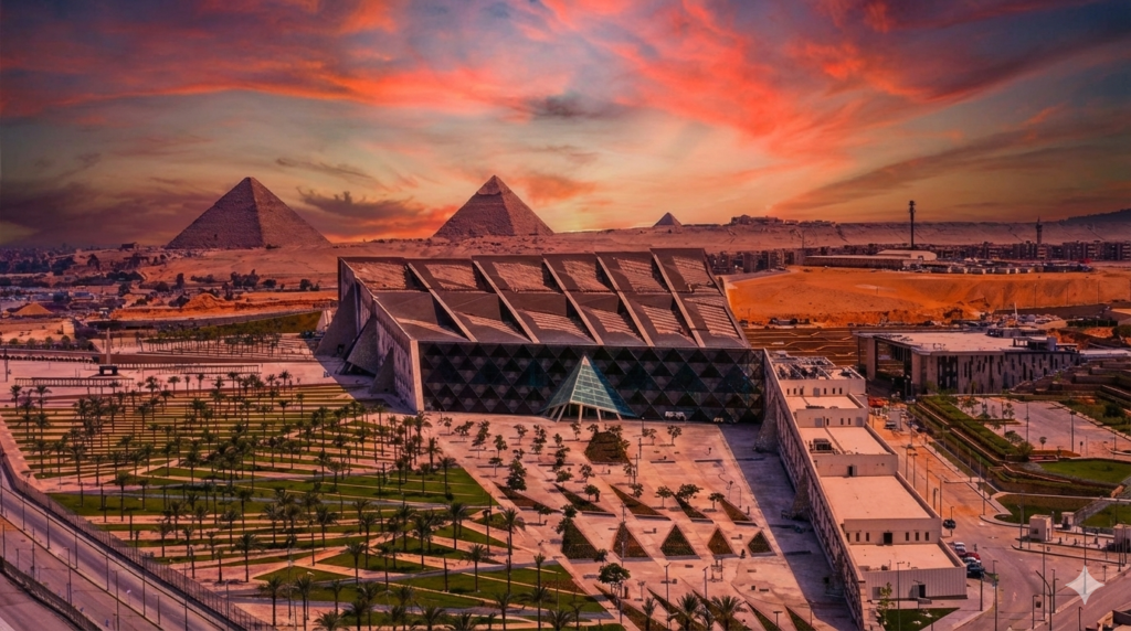 Exterior view of the GEM near the pyramids - Grand Egyptian Museum Guide